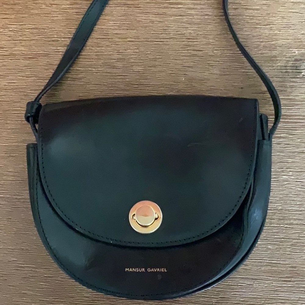 MANSUR GAVRIEL Black Calfskin Leather Mini Saddle Bag